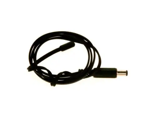Schwarzes Kabel mit einem runden Anschluss an einem Ende, möglicherweise für die Verbindung mit einem Bosch-Thermostat oder -Sensor zur Temperaturmessung.